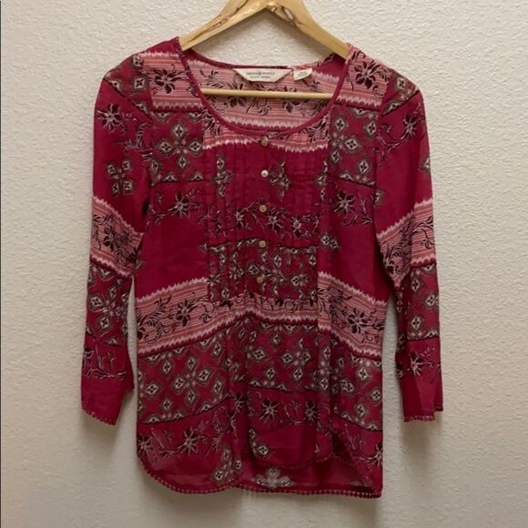 Denim & Supply Mix Print Pintuck Blouse XS - Picture 1 of 4